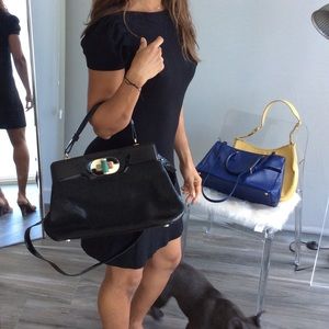 Leather Bulgari shoulder with trap bag